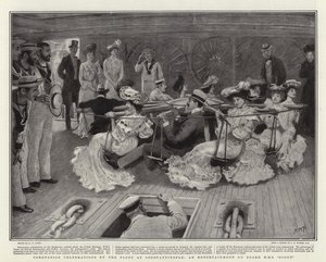 Celebraciones de la coronación por la flota en Constantinopla, un entretenimiento a bordo del H M S Scout de Henry Marriott Paget